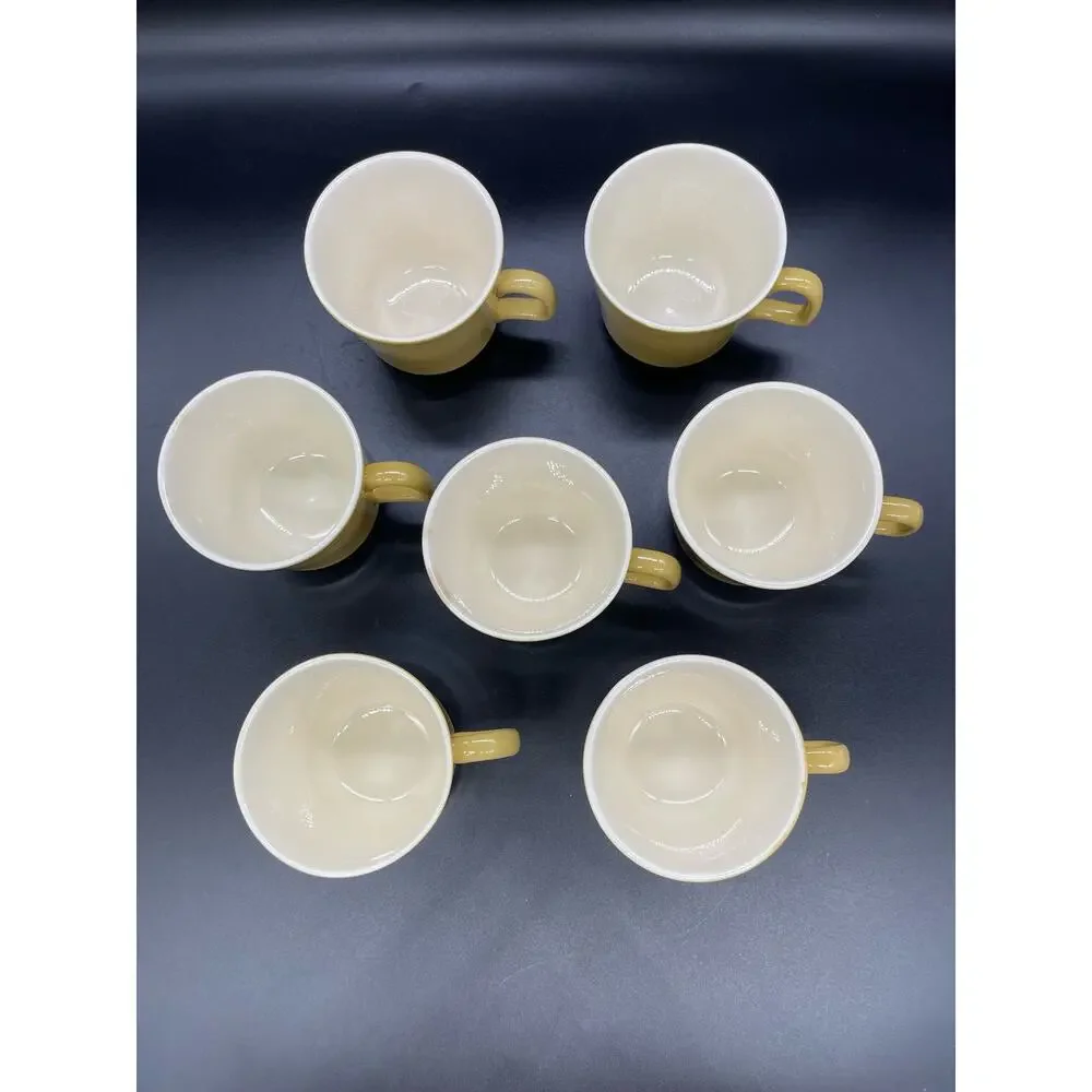 Vintage Mid Century Modern MCM Set of 7 Gold Coffee Cups Mugs